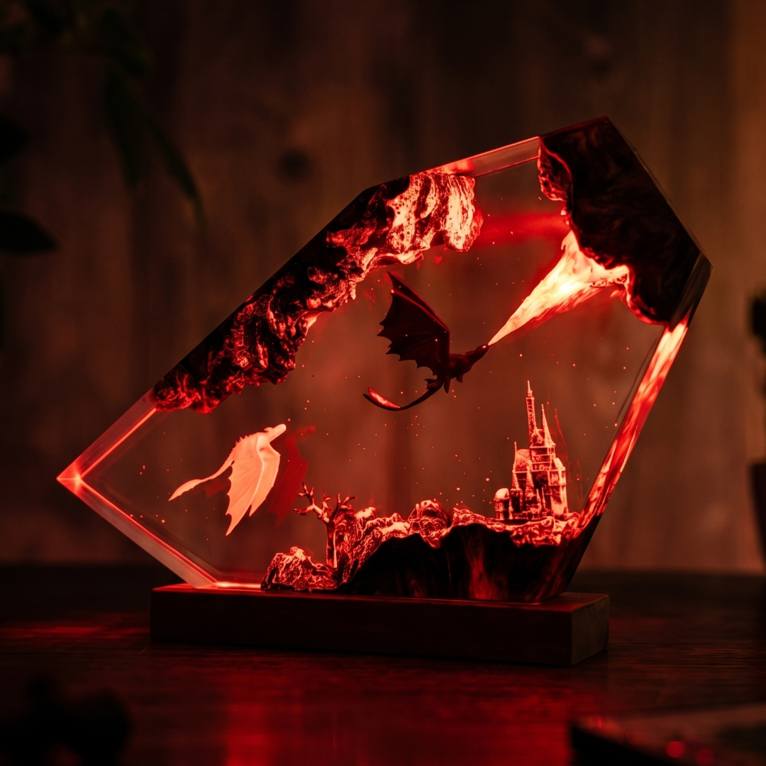 Dragon Glow - El Yapımı LED Reçine Gece Lambası